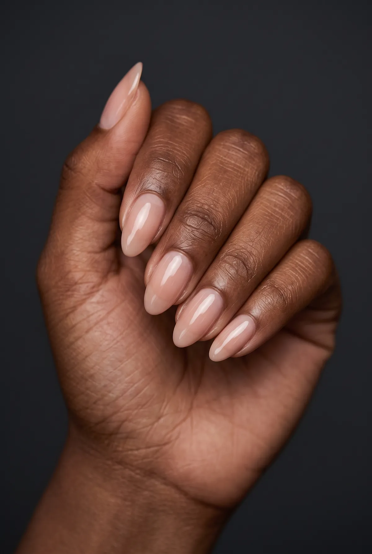 Your Nails, But Better — almond short almond nails with sheer rosy-nude close to my natural nail color, short soft almond, glossy
